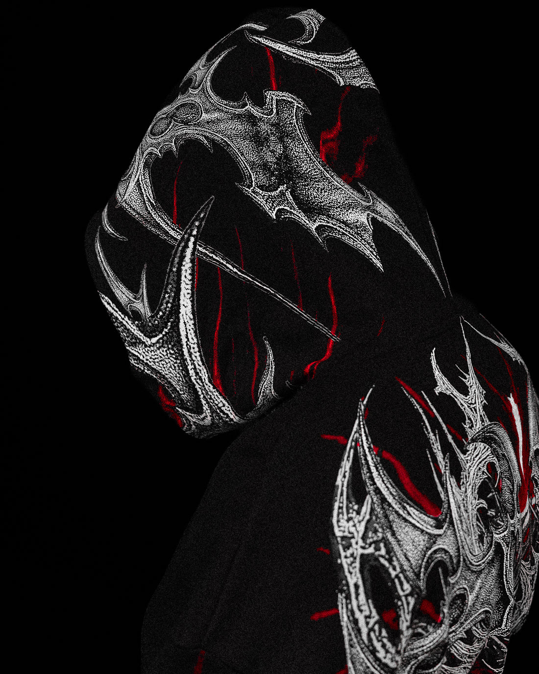 Death Blight Oversized Zip-Up Hoodie [HEAVENLY RED]