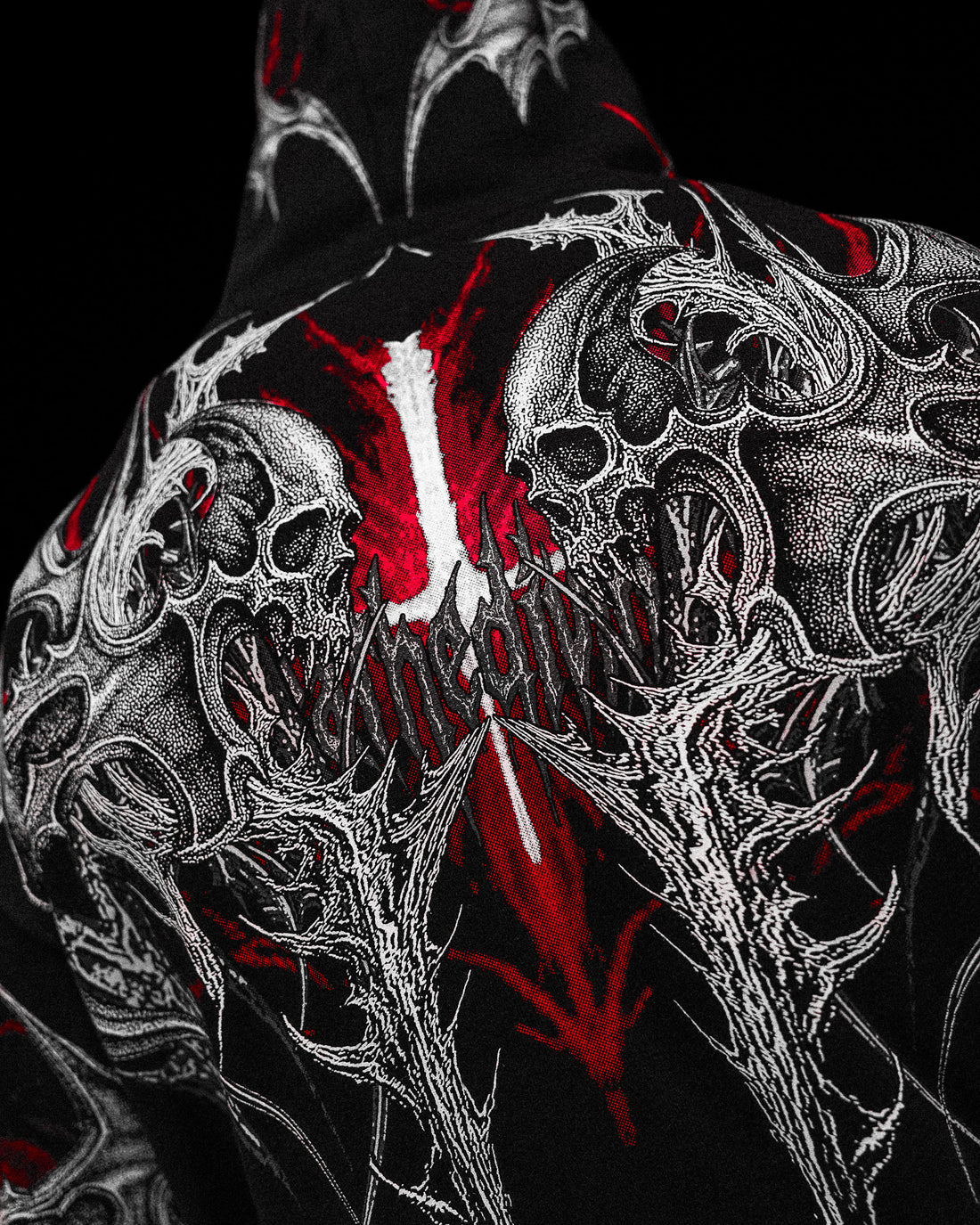 Death Blight Oversized Zip-Up Hoodie [HEAVENLY RED]