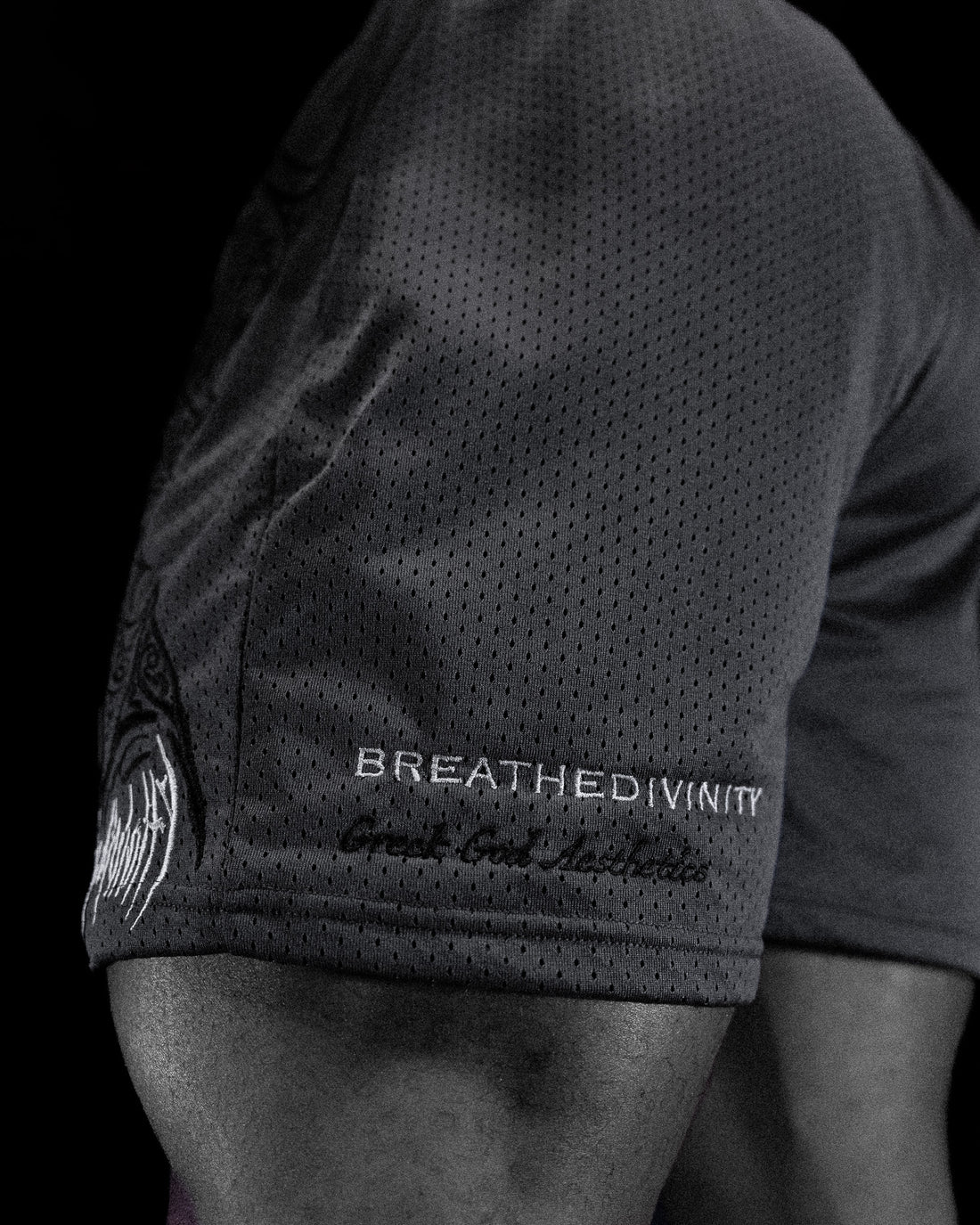 Skeletal Embroidered Bodybuilding mesh shorts [PURGATORY GREY]