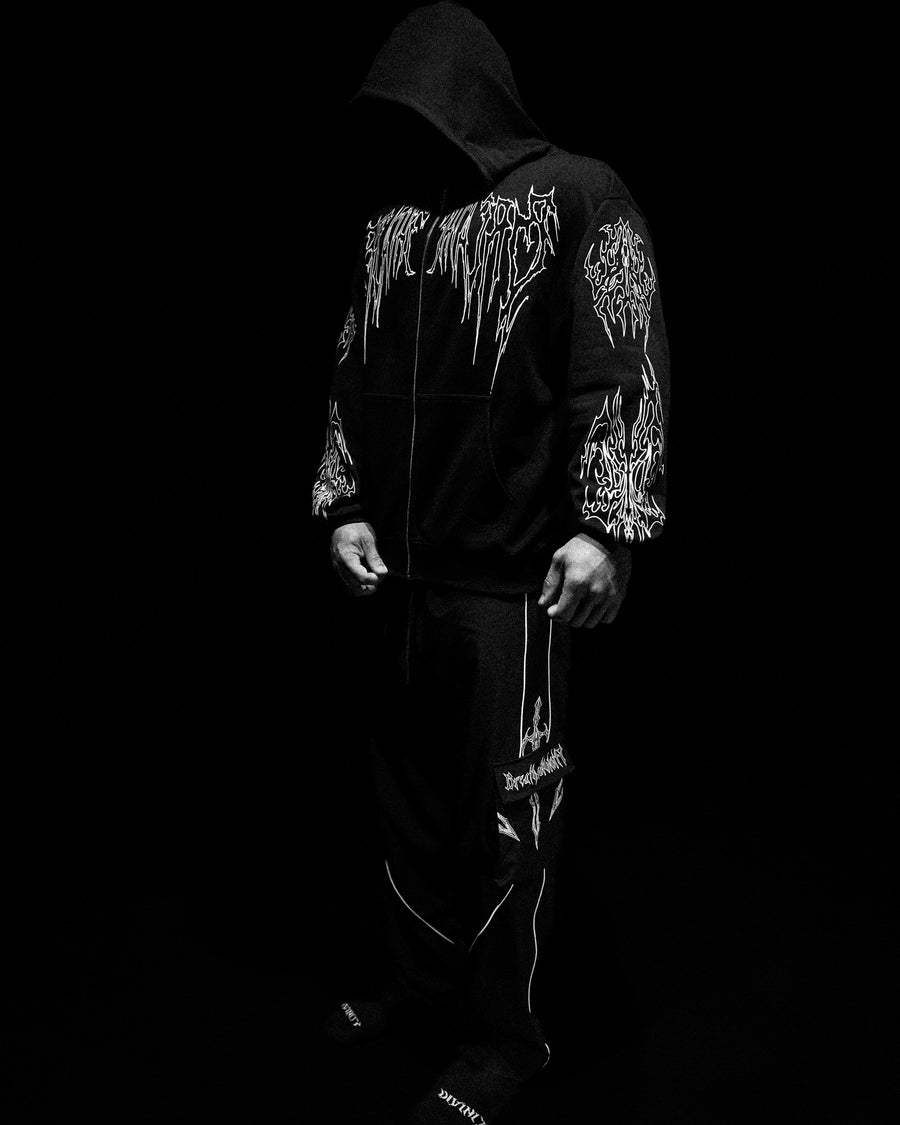 Abyssal Wraith Oversized Zip-up Hoodie [VOID BLACK]