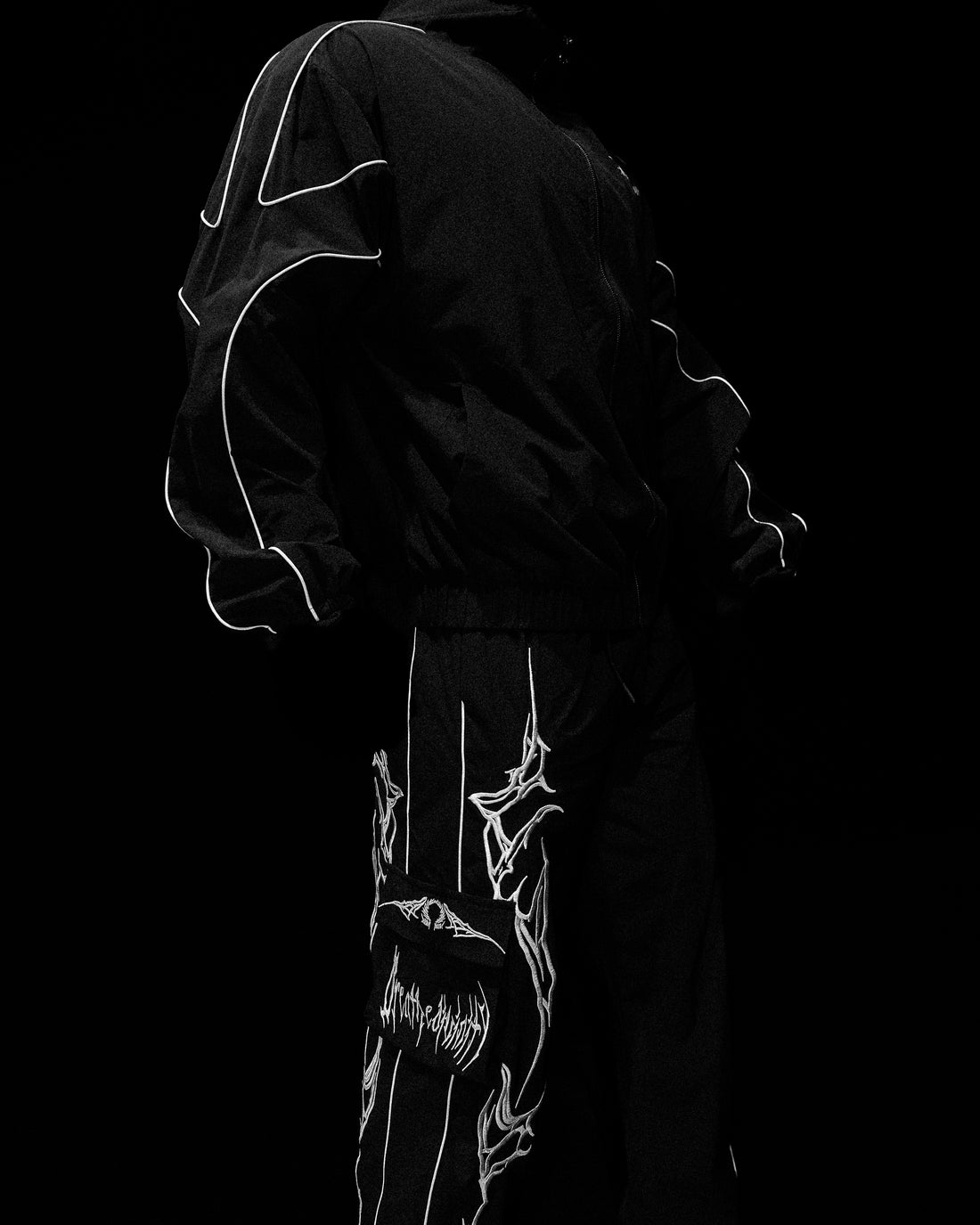 Cyber Uncuffed Cargo Trackpants [VOID BLACK]