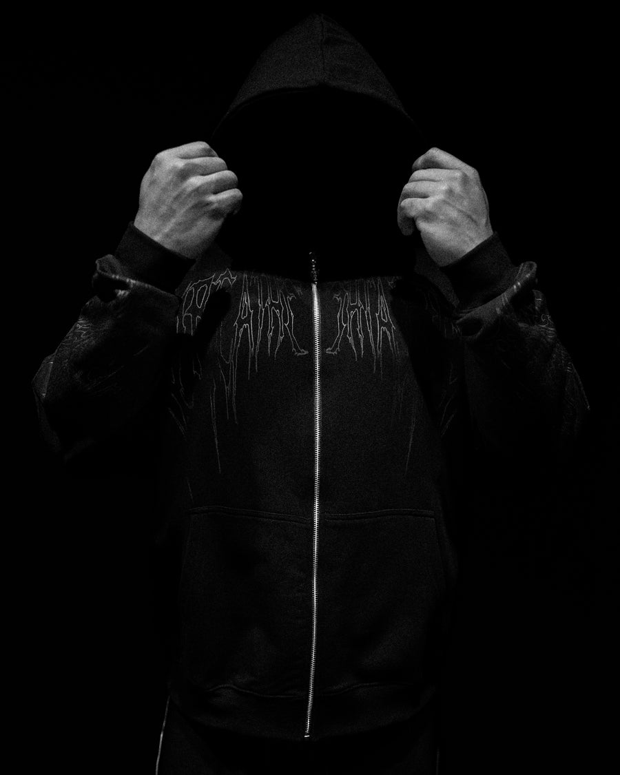 Abyssal Wraith Oversized Zip-up Hoodie [DARKNESS]