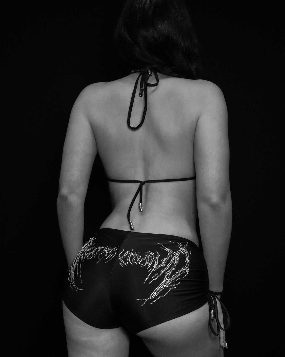 Women's Rhinestone Swimsuit Shorts [VOID BLACK]