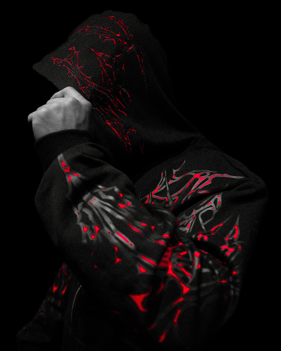 Shadow Monarch Oversized Zip-up Hoodie [INFERNO]