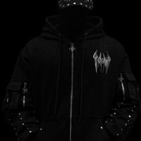 Metallic Tactical Oversized Cargo Zip-up Jacket [DARKNESS]