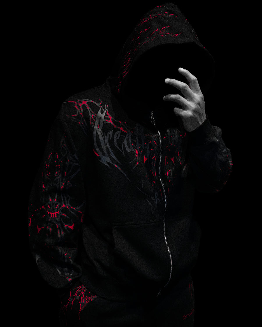 Shadow Monarch Oversized Zip-up Hoodie [INFERNO]