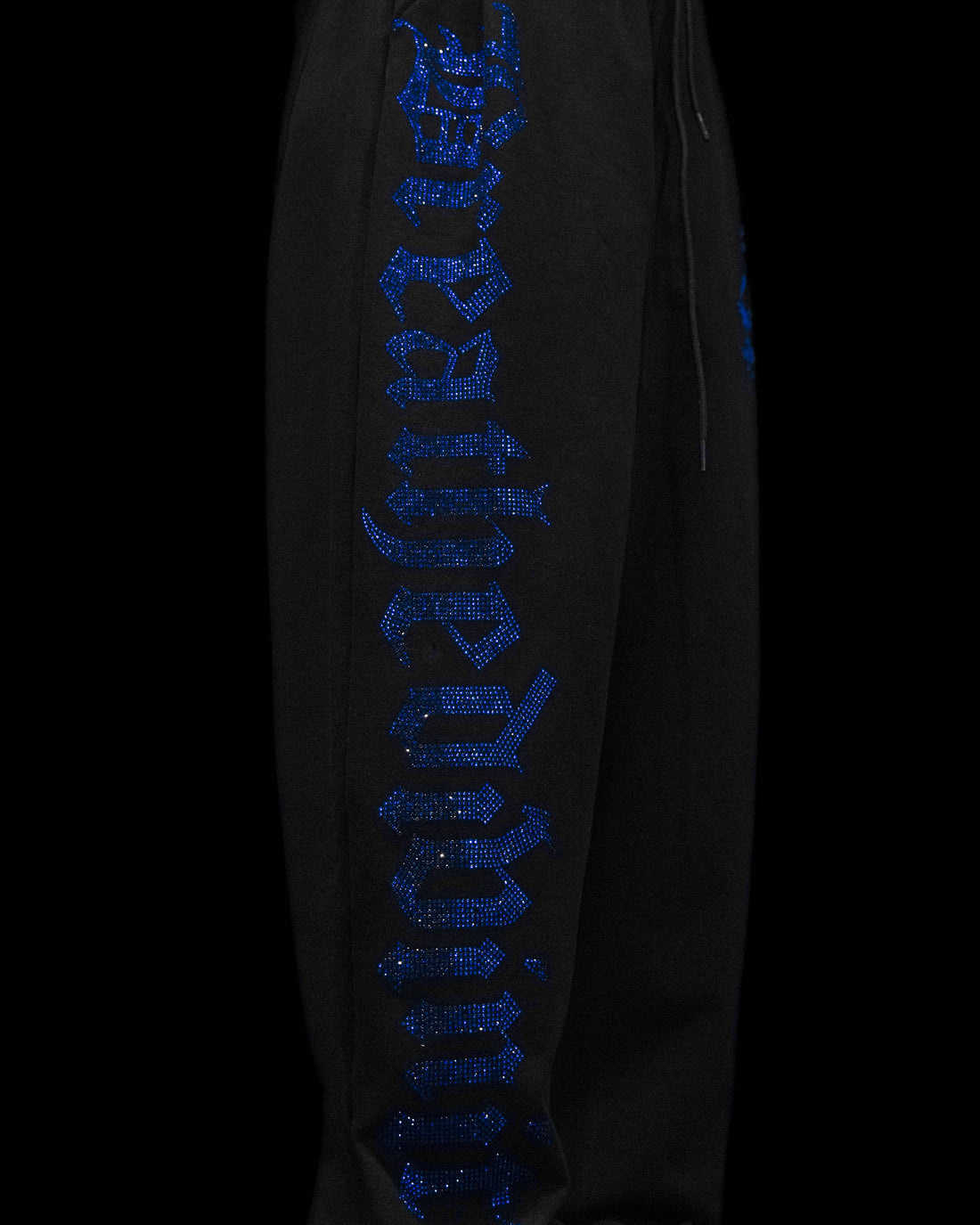 Womens Luxe Rhinestone Banana Uncuffed Sweatpants [MIDNIGHT BLUE]