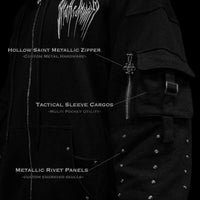 Metallic Tactical Oversized Cargo Zip-up Jacket [DARKNESS]