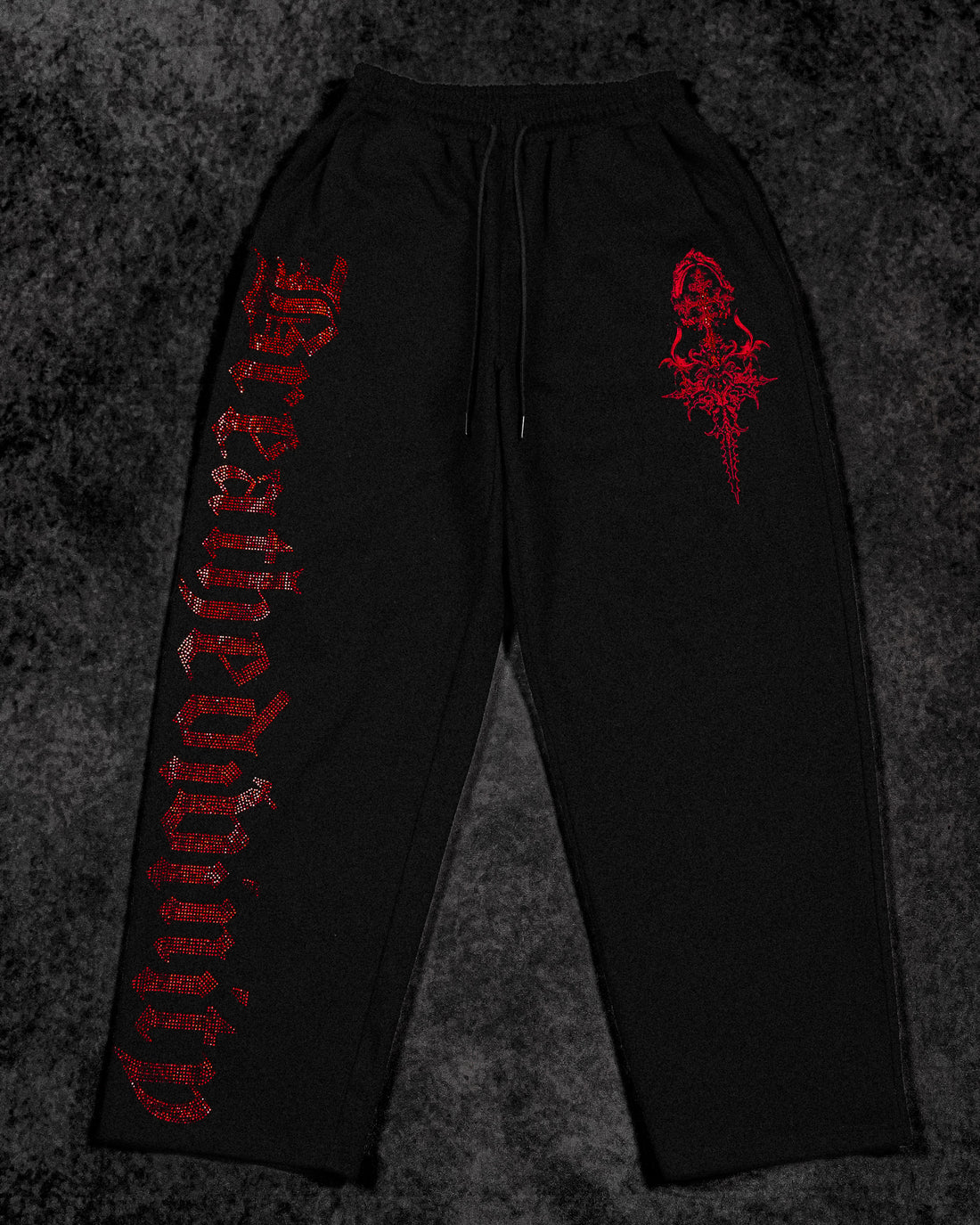 Womens Luxe Rhinestone Banana Uncuffed Sweatpants [NIGHTMARE]