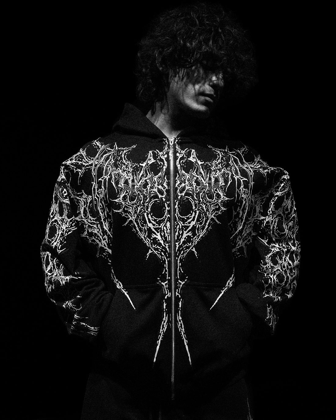 Nocturnal Oversized Zip-up Hoodie [VOID BLACK]