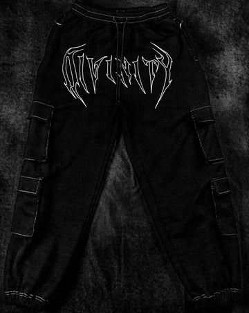 NightStalker Oversized Cotton cargos BLACK WHITE STITCH