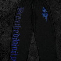 Womens Luxe Rhinestone Banana Uncuffed Sweatpants [MIDNIGHT BLUE]