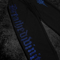 Womens Luxe Rhinestone Banana Uncuffed Sweatpants [MIDNIGHT BLUE]