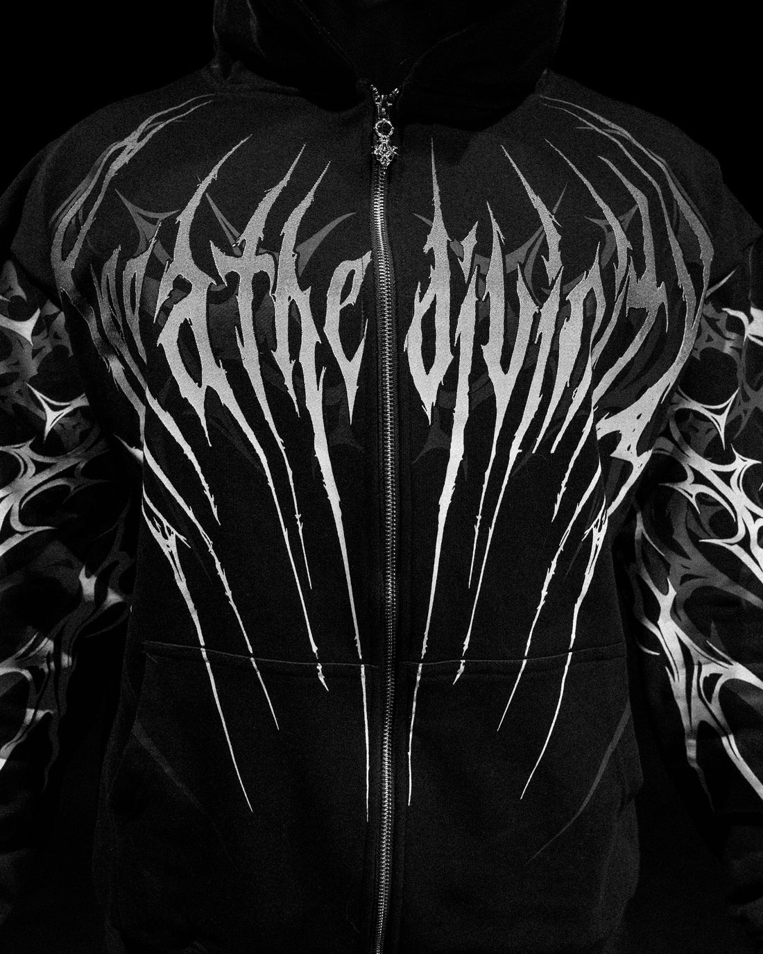 Immortality Oversized Zip-Up Hoodie [VOID BLACK]