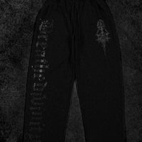 Womens Luxe Rhinestone Banana Uncuffed Sweatpants [DARKNESS]