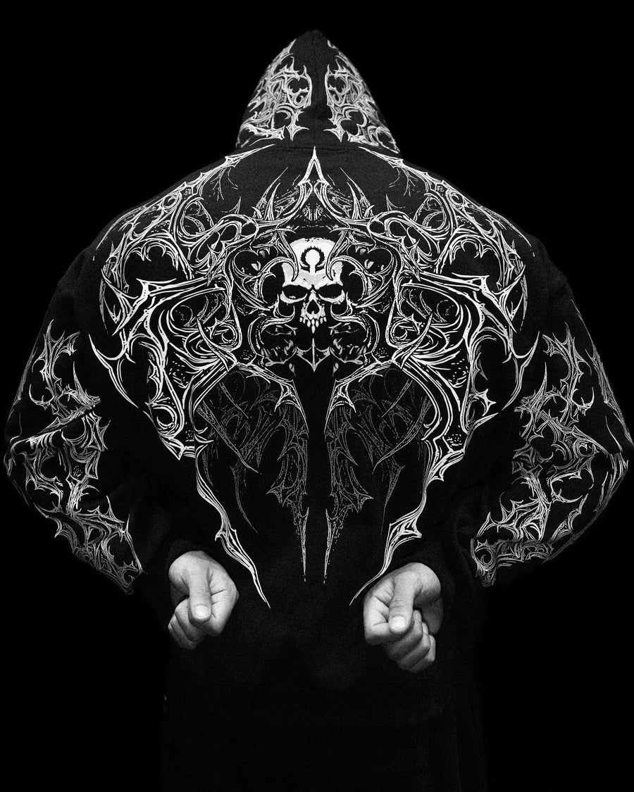 Deathwing Oversized Zip-up Hoodie [VOID BLACK]