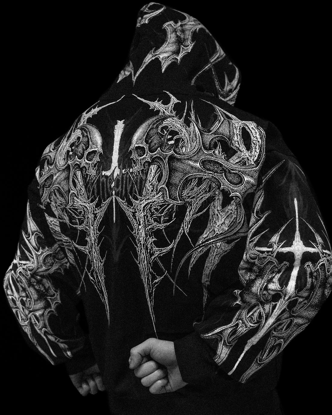 Death Blight Oversized Zip-Up Hoodie [VOID BLACK]