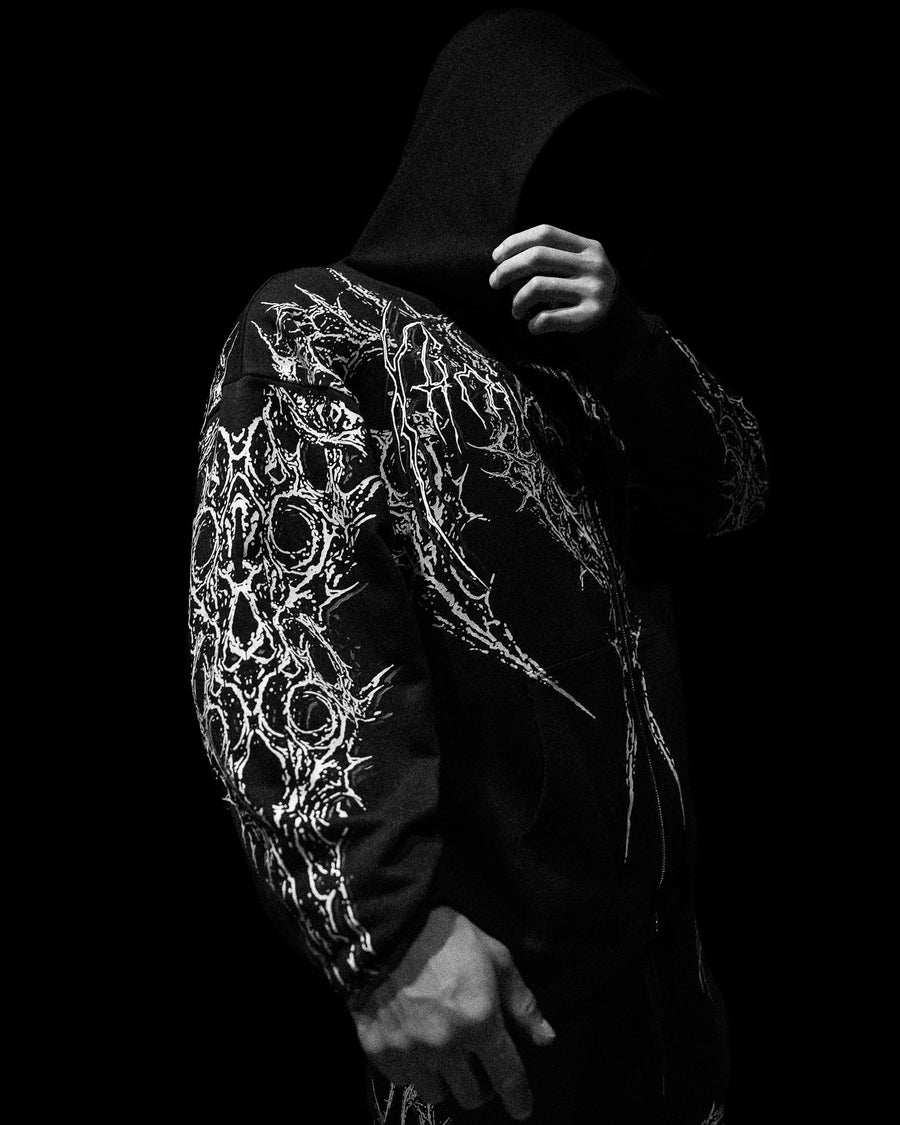 Nocturnal Oversized Zip-up Hoodie [VOID BLACK]