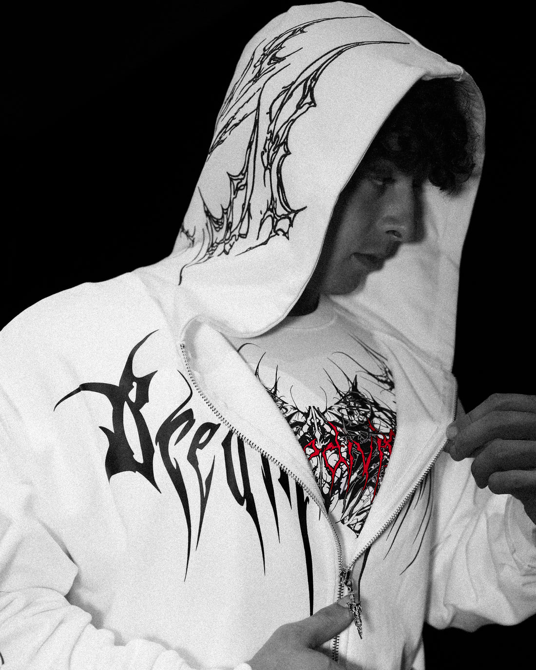 Kingslayer Oversized Zip-up hoodie [DIVINE WHITE]