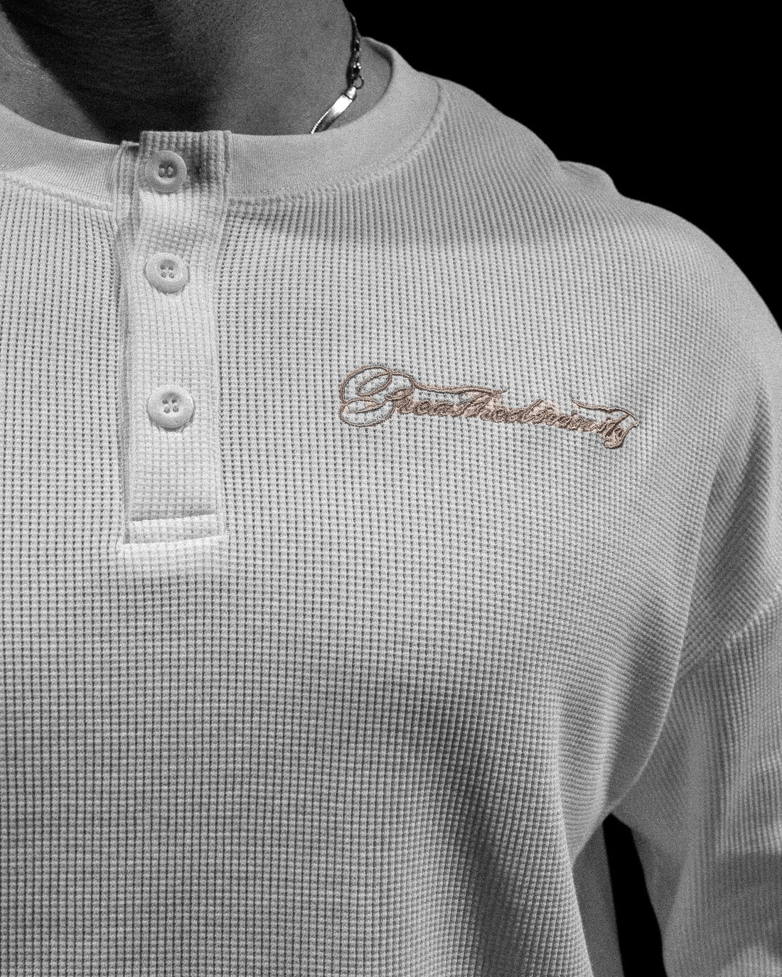 Oversized Elegance Waffle Henley [IVORY]