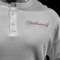 Oversized Elegance Waffle Henley [IVORY]