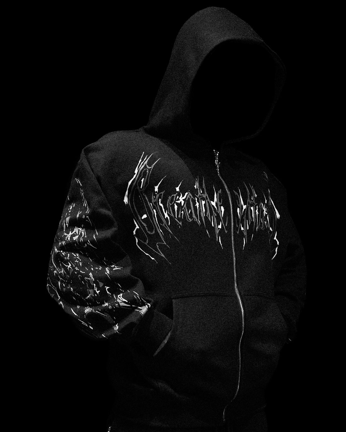Deathkeeper Oversized Zip-up Hoodie [VOID BLACK]