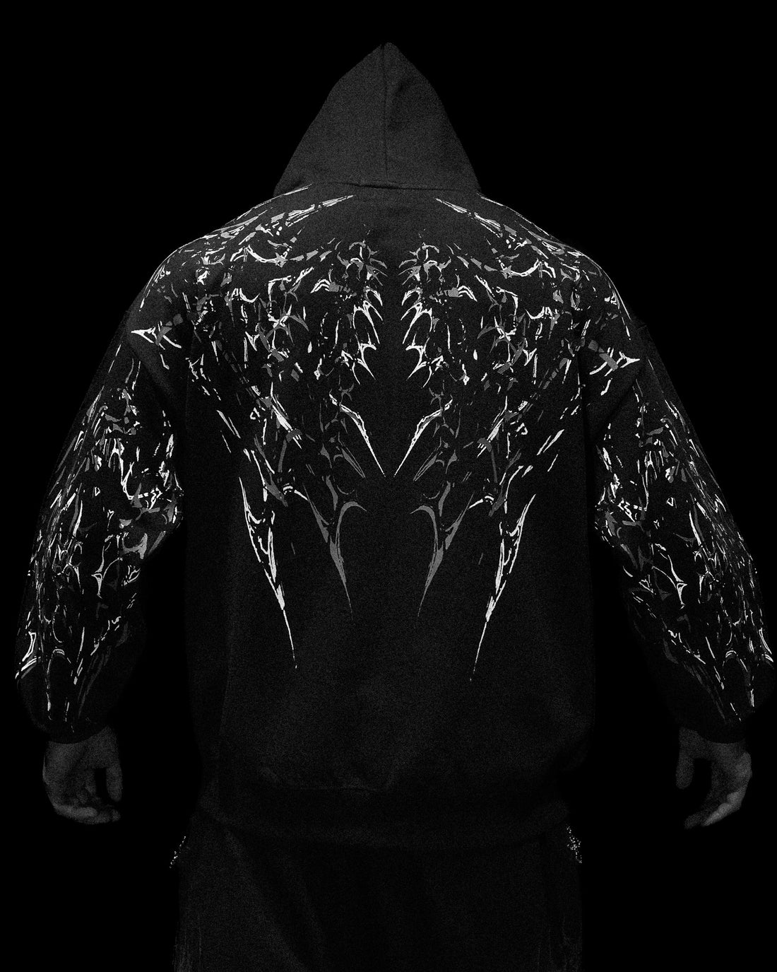 Deathkeeper Oversized Zip-up Hoodie [VOID BLACK]
