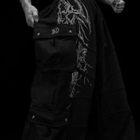 937 Embroidered Tactical Oversized Uncuffed Cargos [VOID BLACK]