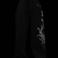 Women's Death Rose Banana Shaped Uncuffed Sweatpants [VOID BLACK]