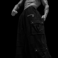 937 Embroidered Tactical Oversized Uncuffed Cargos [VOID BLACK]