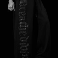 Womens Luxe Rhinestone Banana Uncuffed Sweatpants [DARKNESS]