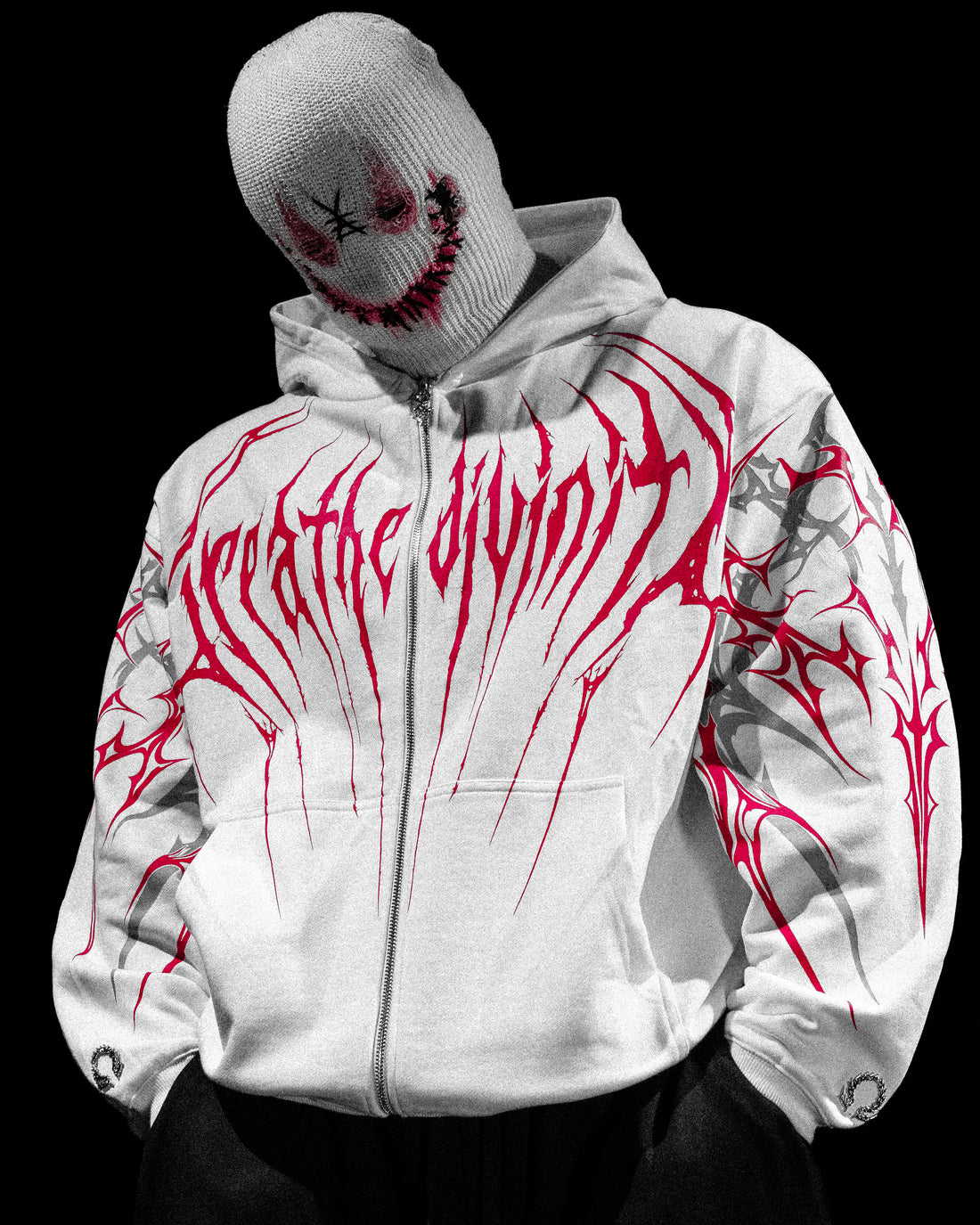 Immortality Oversized Zip-Up Hoodie [HEAVENLY RED]