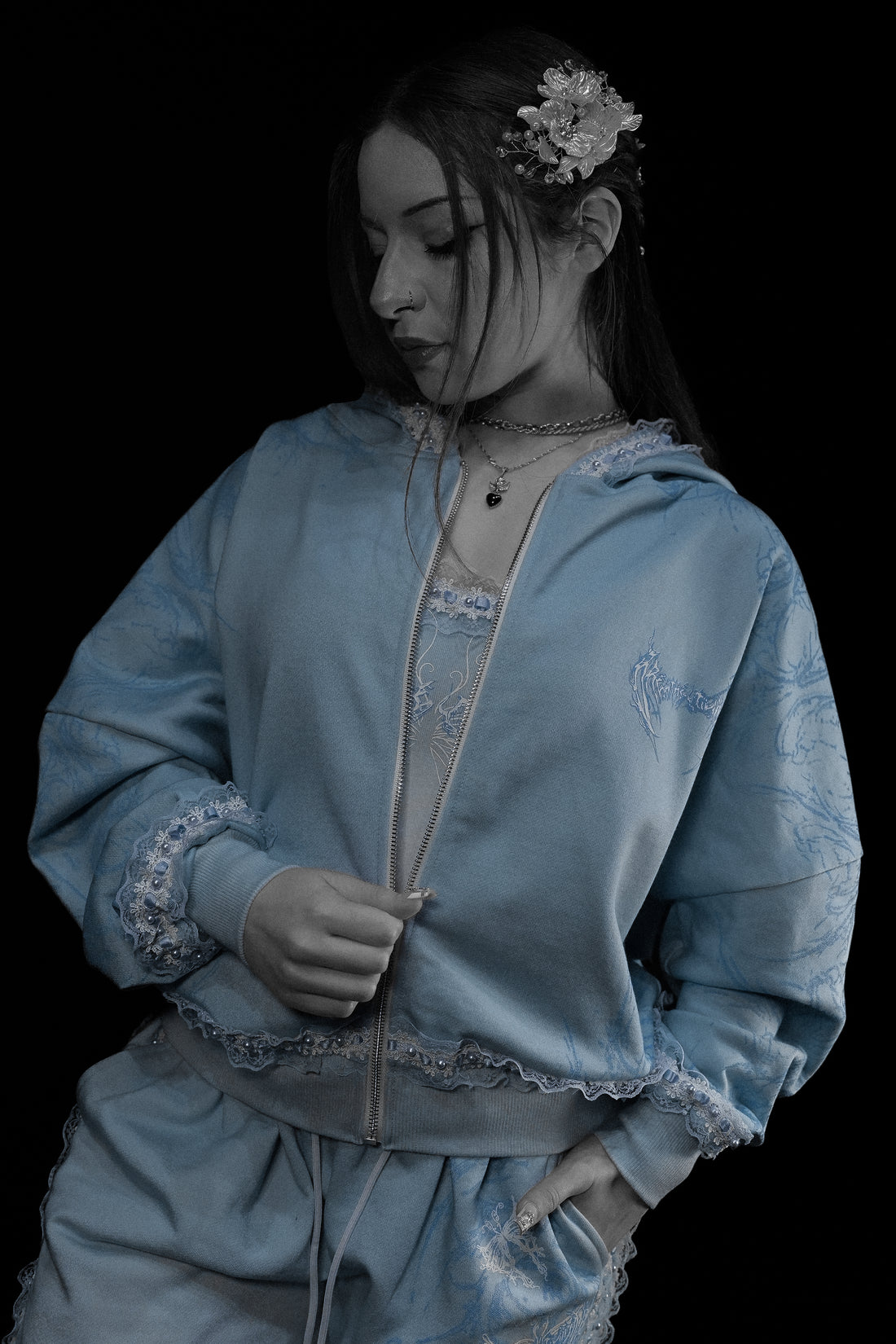 Women's Faerie Zip-up Hoodie [EVERMORE BLUE]