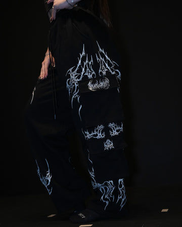 Women's Duskraven Uncuffed luxury Cargos [VOID BLACK] WOMEN'S BF COLL 2025