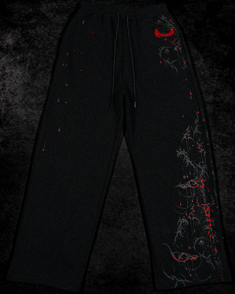 Women's Shattered Blade Rhinestone Uncuffed Sweatpants [NIGHTMARE]