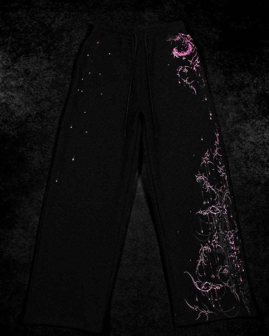 Women's Shattered Blade Rhinestone Uncuffed Sweatpants [BLOSSOM PINK]