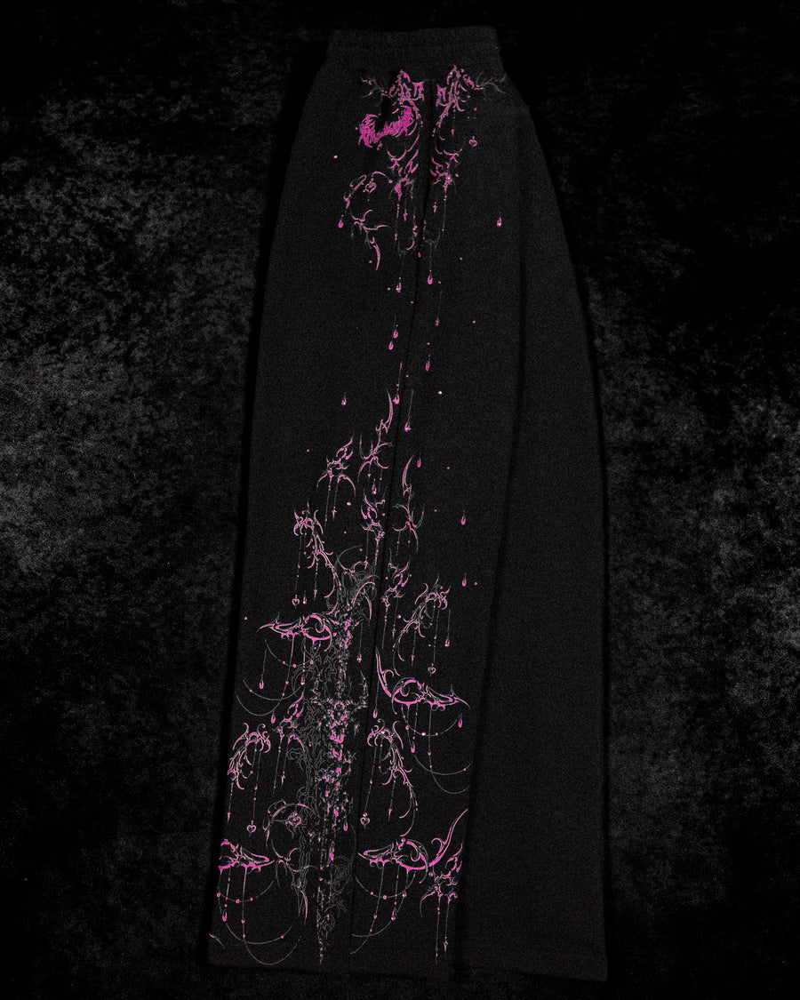 Women's Shattered Blade Rhinestone Uncuffed Sweatpants [BLOSSOM PINK]