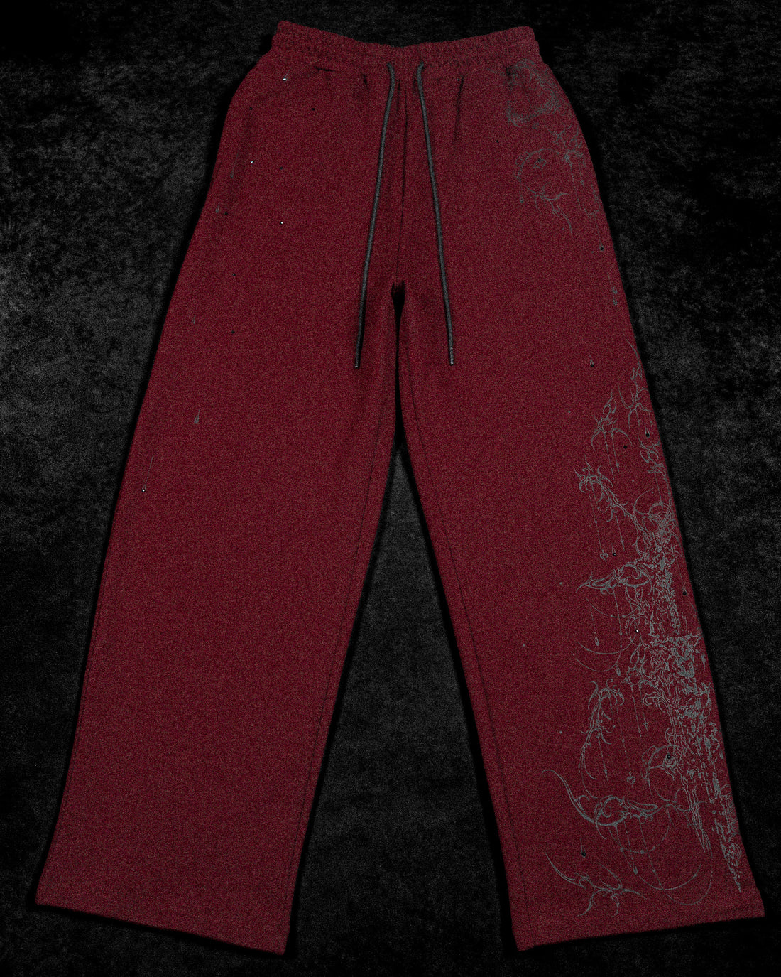 Women's Shattered Blade Rhinestone Uncuffed Sweatpants [CRIMSON]