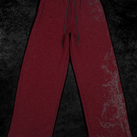 Women's Shattered Blade Rhinestone Uncuffed Sweatpants [CRIMSON]