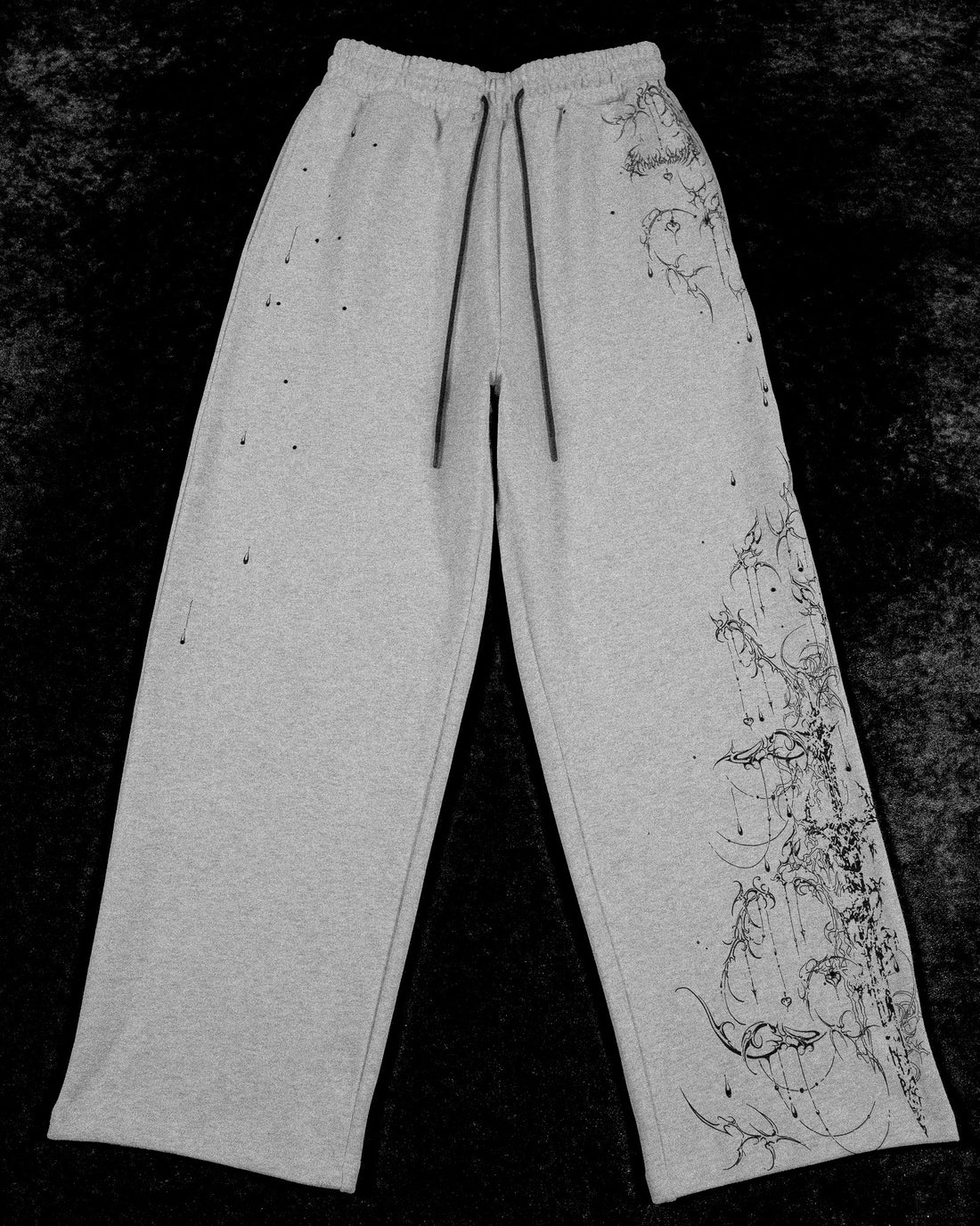 Women's Shattered Blade Rhinestone Uncuffed Sweatpants [GREY]