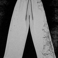 Women's Shattered Blade Rhinestone Uncuffed Sweatpants [GREY]