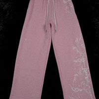 Women's Shattered Blade Rhinestone Uncuffed Sweatpants [PINK]