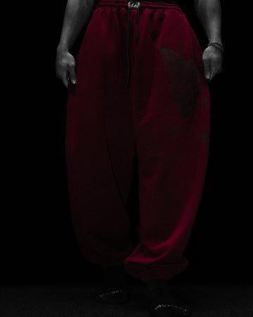 Dark Souls Banana Shape cuffed sweatpants [CRIMSON RED]