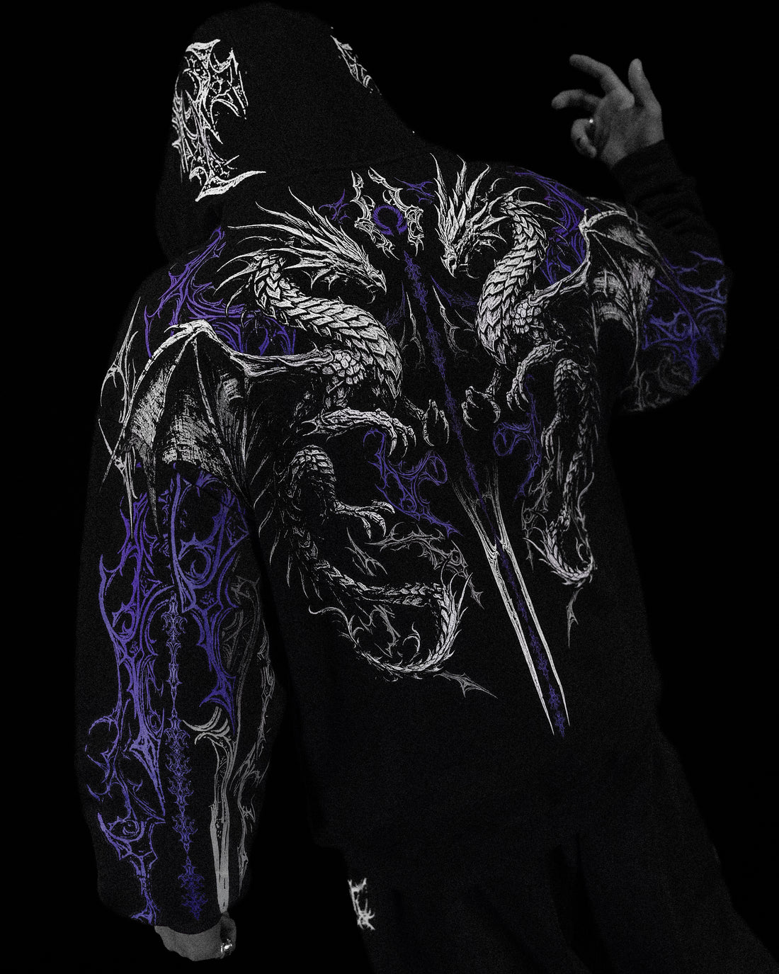 Dragon Blade Oversized Pullover Hoodie [HOLLOW PURPLE]