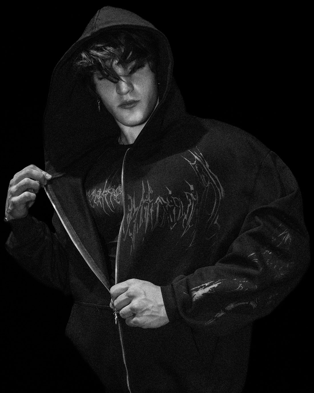 Deathkeeper Oversized Zip-up Hoodie [DARKNESS]