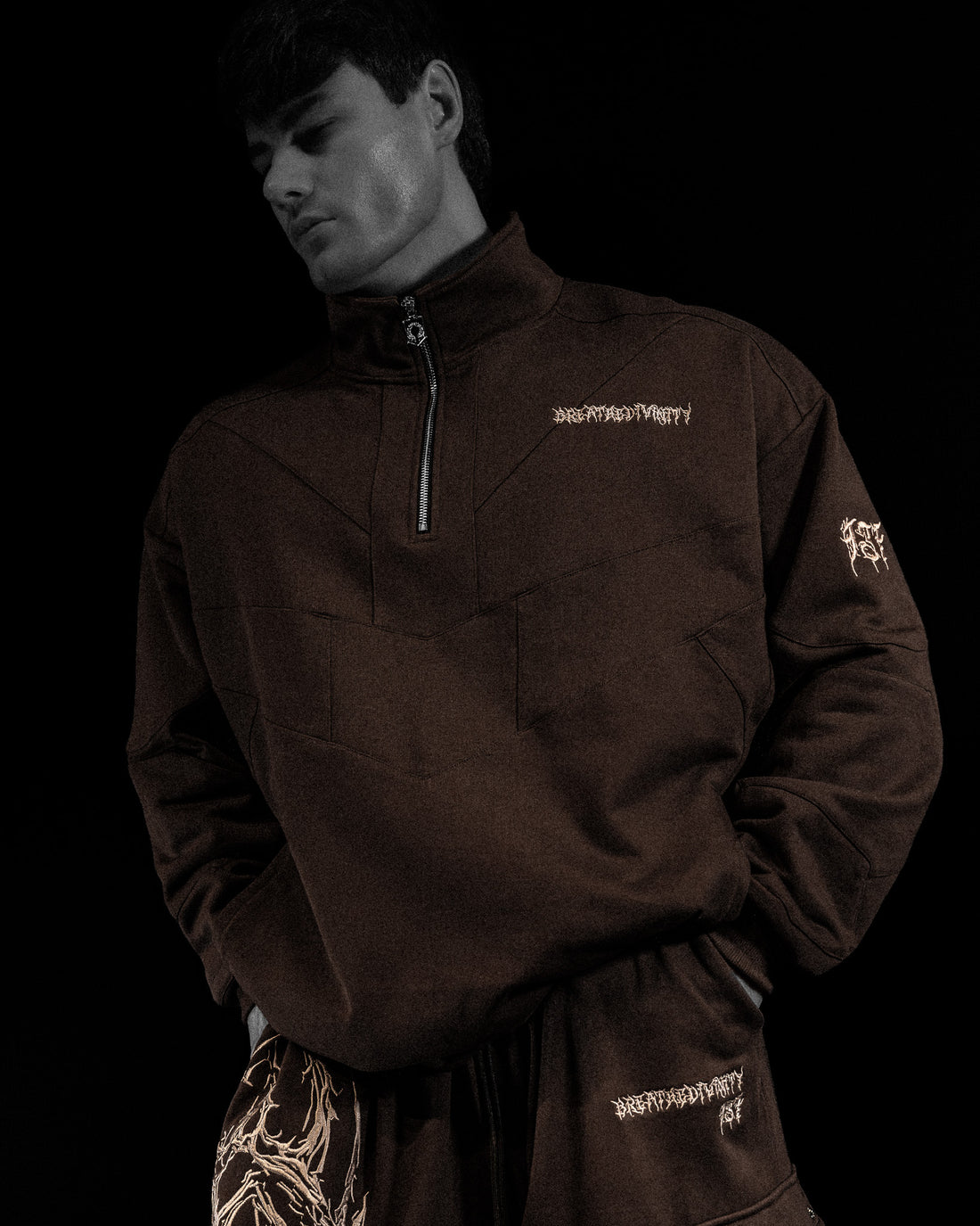 937 Embroidered Tactical Oversized Full-Zip Jacket [ROOT BEER]
