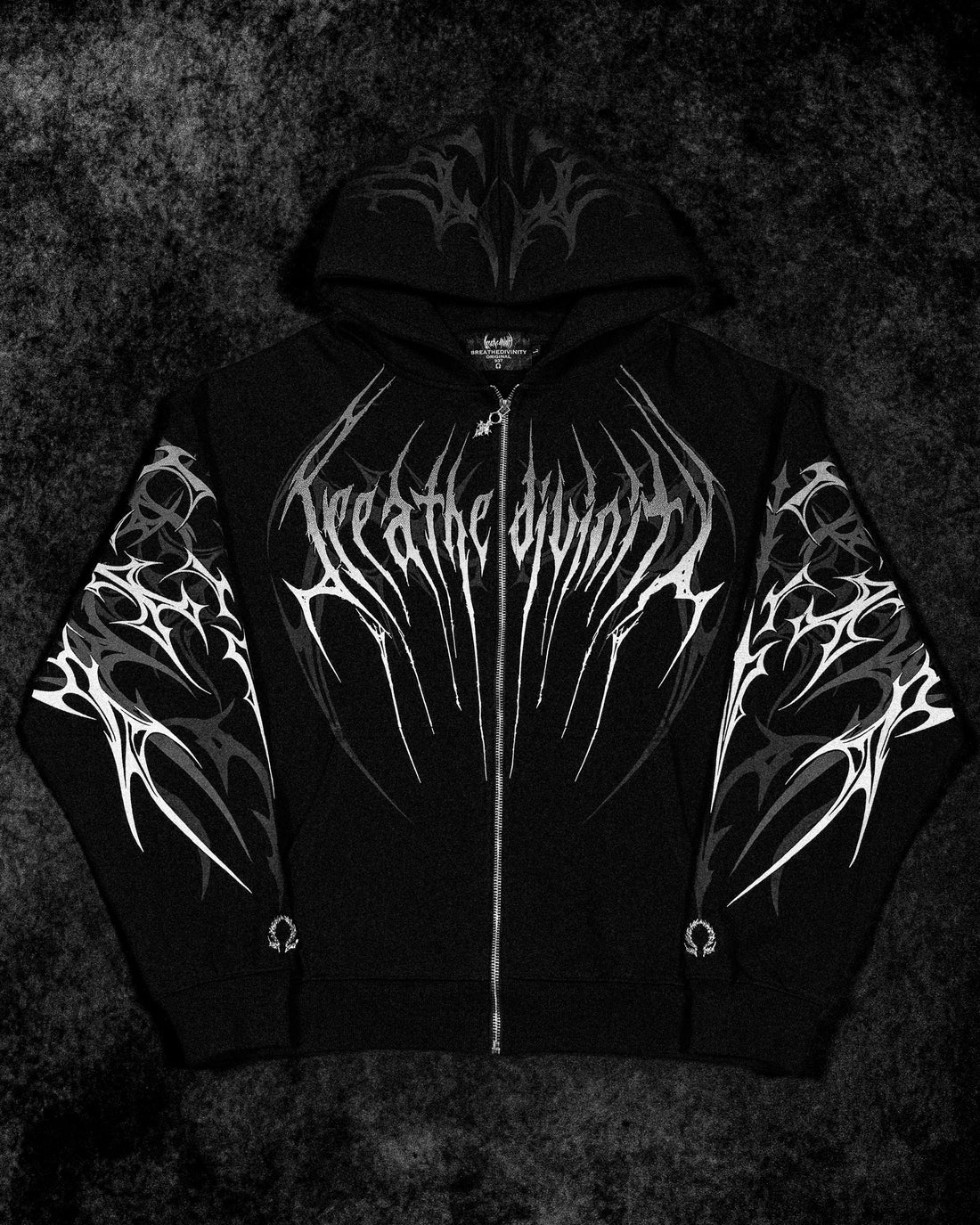 Immortality Oversized Zip-Up Hoodie [VOID BLACK]