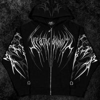 Immortality Oversized Zip-Up Hoodie [VOID BLACK]