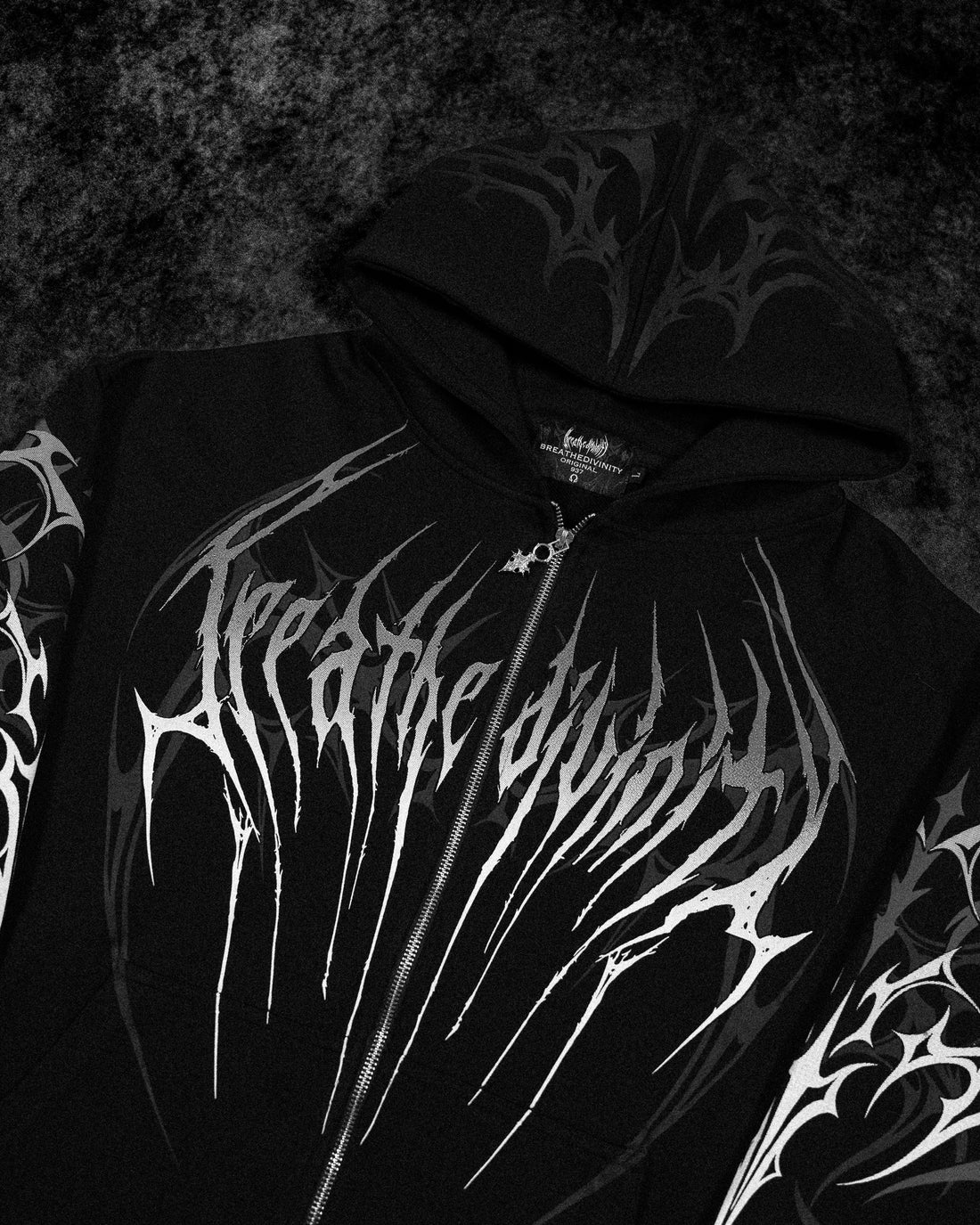 Immortality Oversized Zip-Up Hoodie [VOID BLACK]