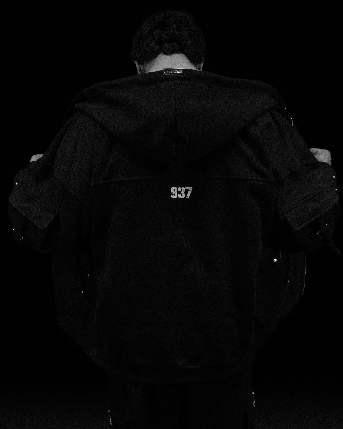Metallic Tactical Oversized Cargo Zip-up Jacket [DARKNESS]
